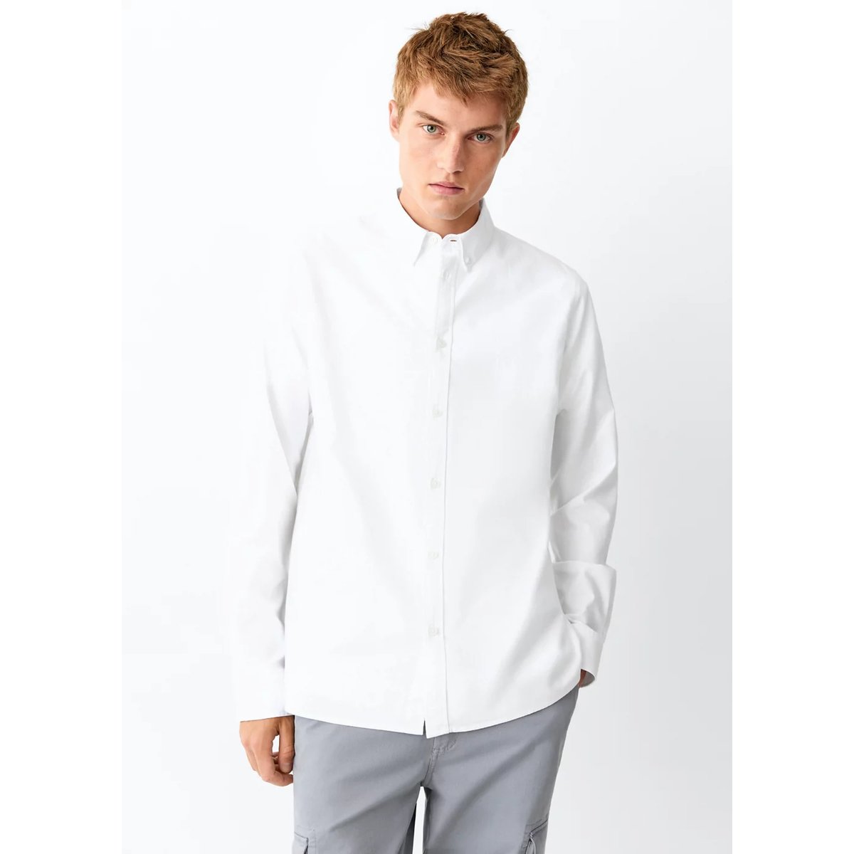Chemise 100 % coton Oxford blanc cassé, MANGO TEEN