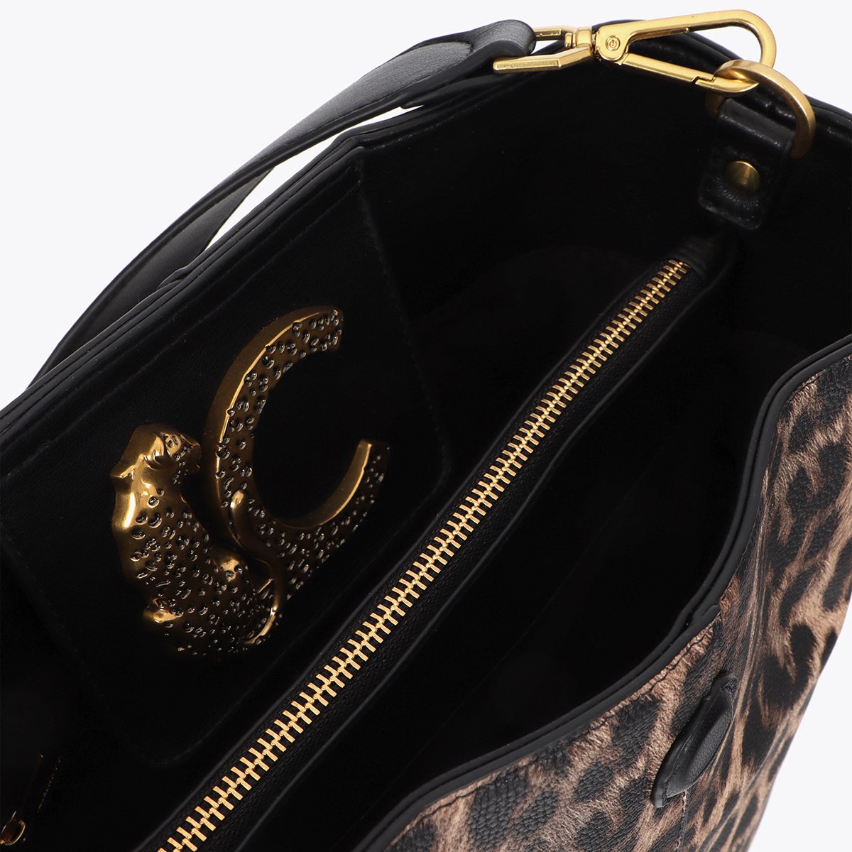 Sac à bandoulière imprimé léopard à logo métallique léopard, LOLA CASADEMUNT