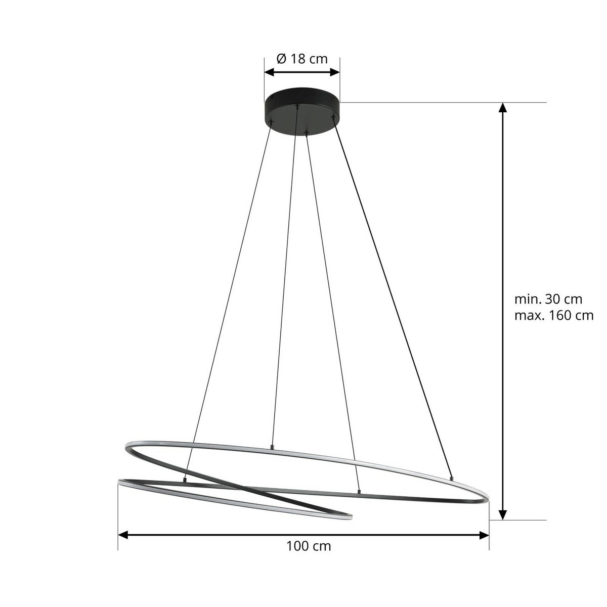 Suspension en métal moderneLED, Gavril noir, LUCANDE