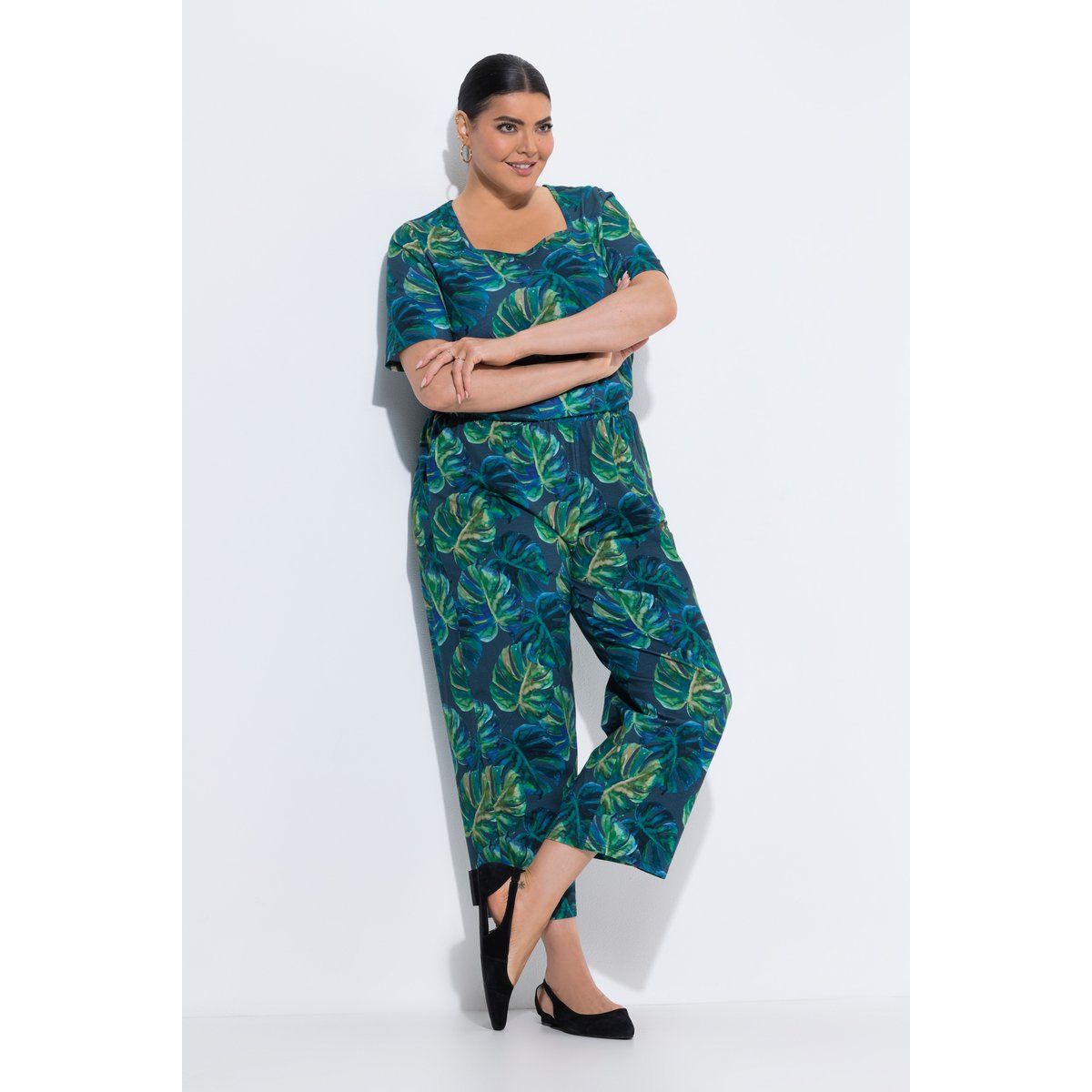Pantalon 7/8 en jersey, imprimé marine, ULLA POPKEN