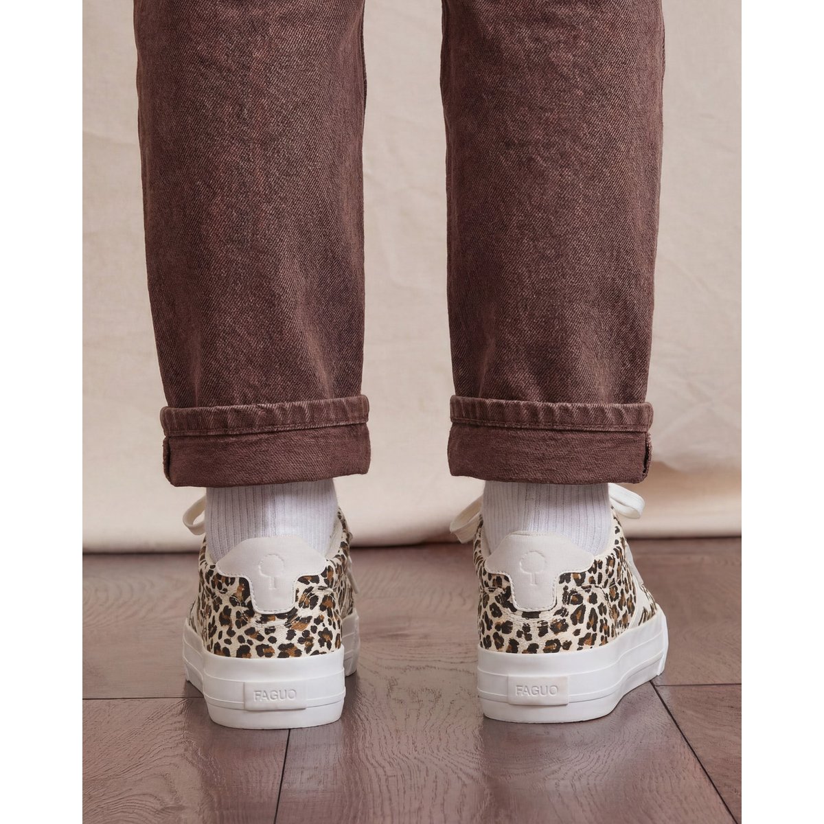 Tennis basses tissu WALNUT PLATFORM beige, FAGUO