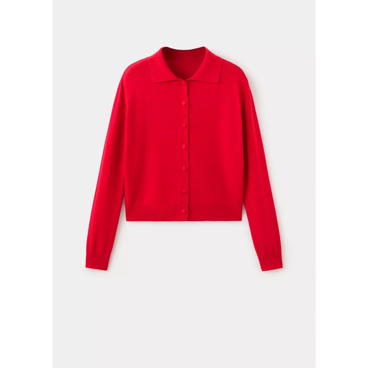 Cardigan bouton col revers rouge, MANGO