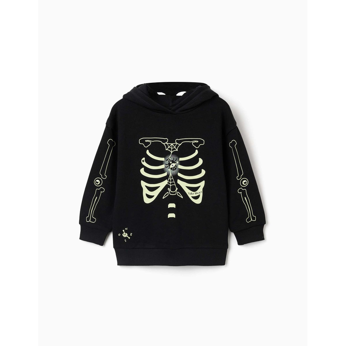 Sweat à capuche avec imprimé qui brille dans le noir noir, ZIPPY