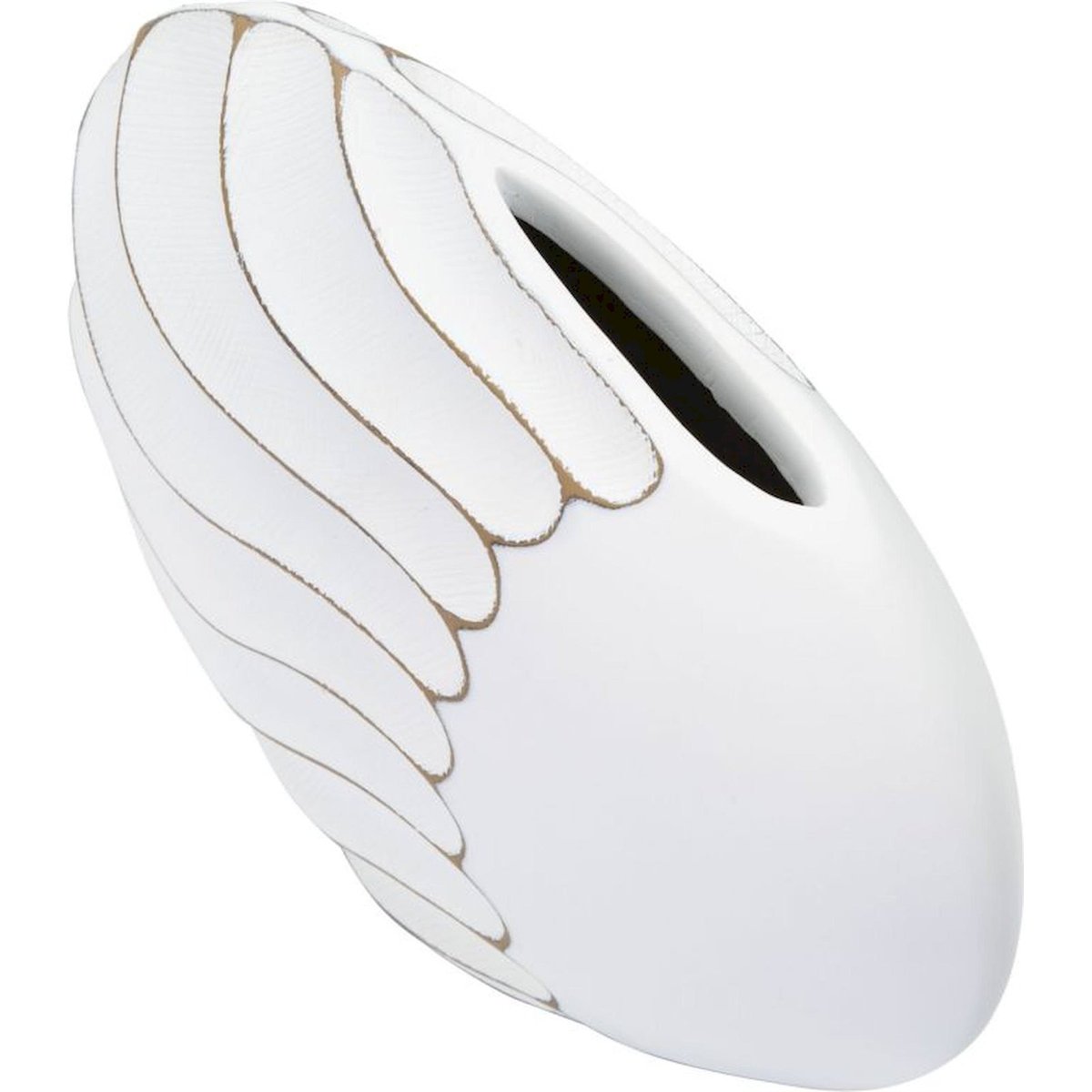 Vase rond à relief ondulé sculptural BOHO CHIC blanc patiné, RECOLLECTION