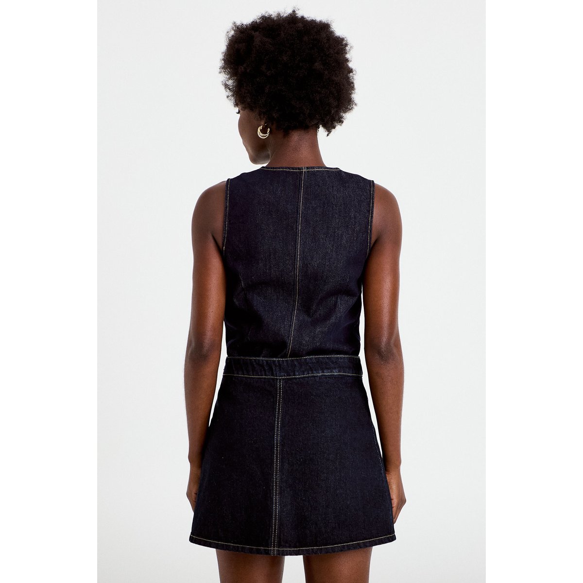 Jupe-short trapèze en jean denim brut, CACHE CACHE