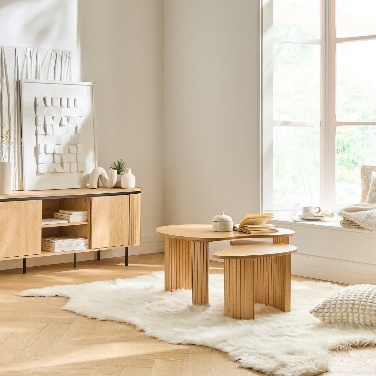 Lot de 2 tables basses - THÉA bois clair, CALICOSY