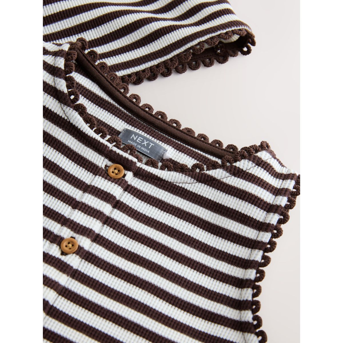 Ensemble gilet et short gaufrés texturés rayure marron chocolat, NEXT