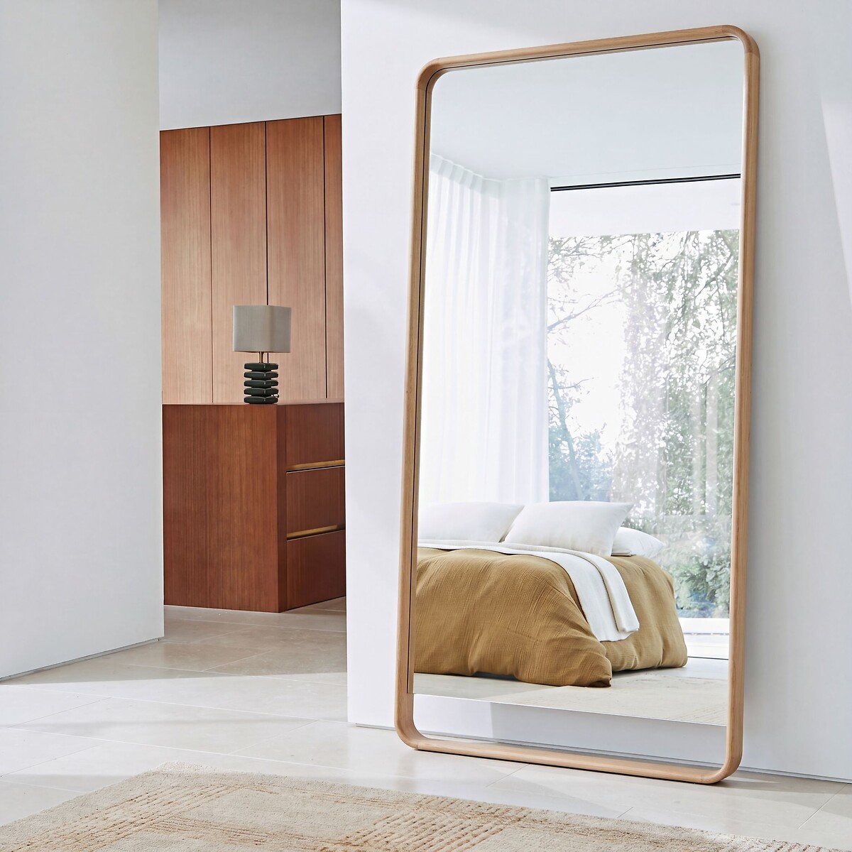 Mime Oak XXL Mirror, 200cm High natural oak, EMMANUEL GALLINA X AM.PM