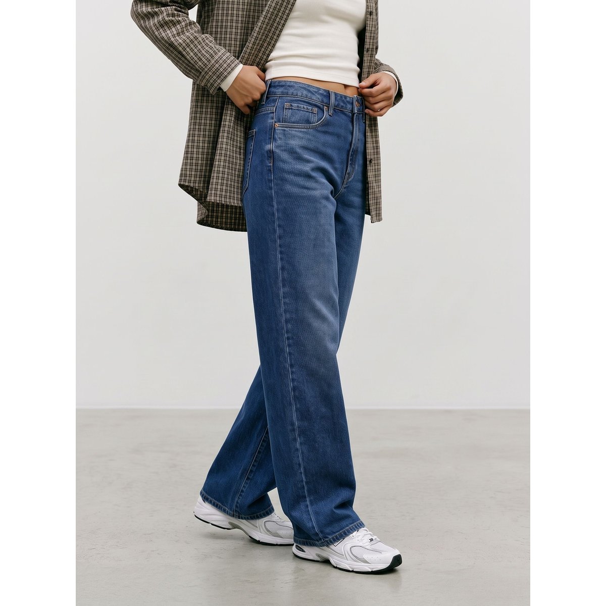 Jean À Coupe Large dark blue denim, VERO MODA