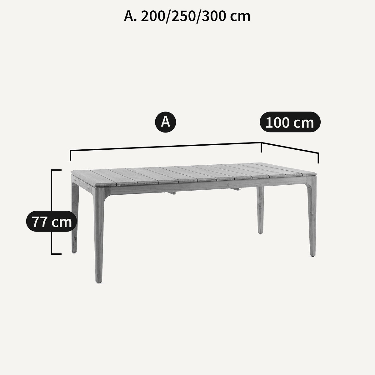 Table de jardin extensible, en teck massif, 8 à 12 personnes, CORDANO sable, AM.PM