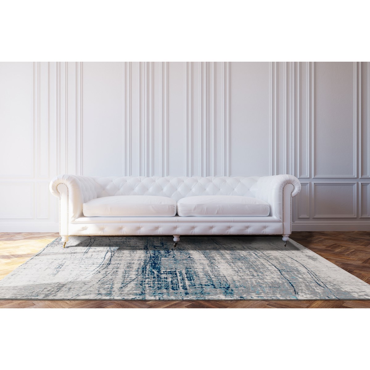 Tapis salon et chambre tissé plat GRIFF - Bronx Azurite - Louis de Poortere bleu, NOVATREND