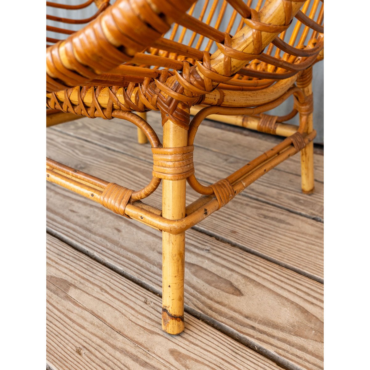 Fauteuil en rotin Ernest N°1093 - Bon état bois clair, DEBONGOUT