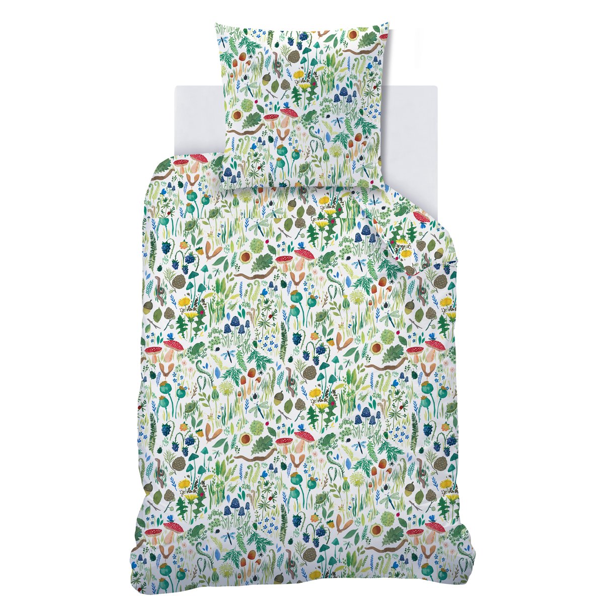 Parure de lit imprimée 100% coton, FAUNE ET FLORE multicolore, WEE BLUE BELL