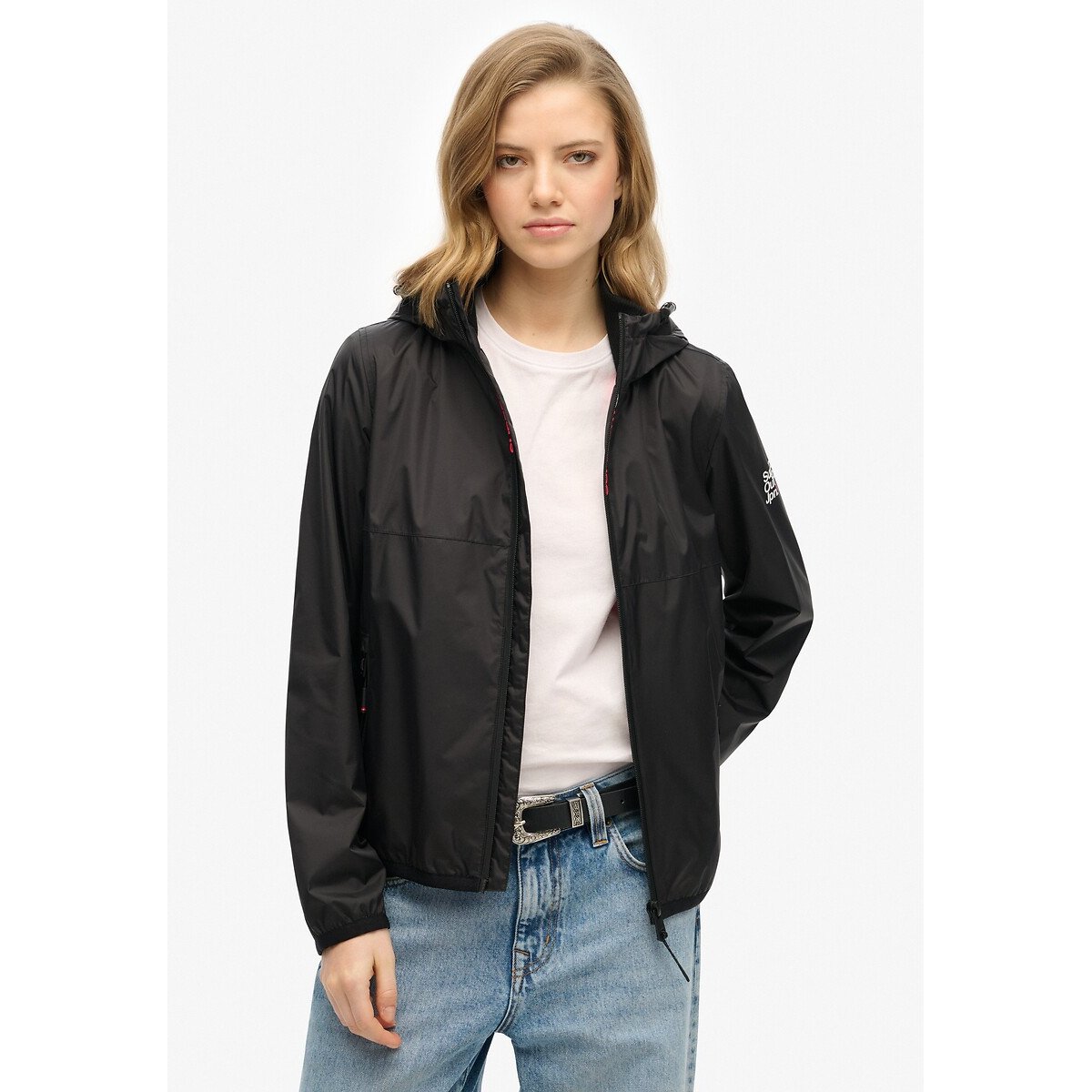 Veste à capuche et logo Windbreaker noir, SUPERDRY