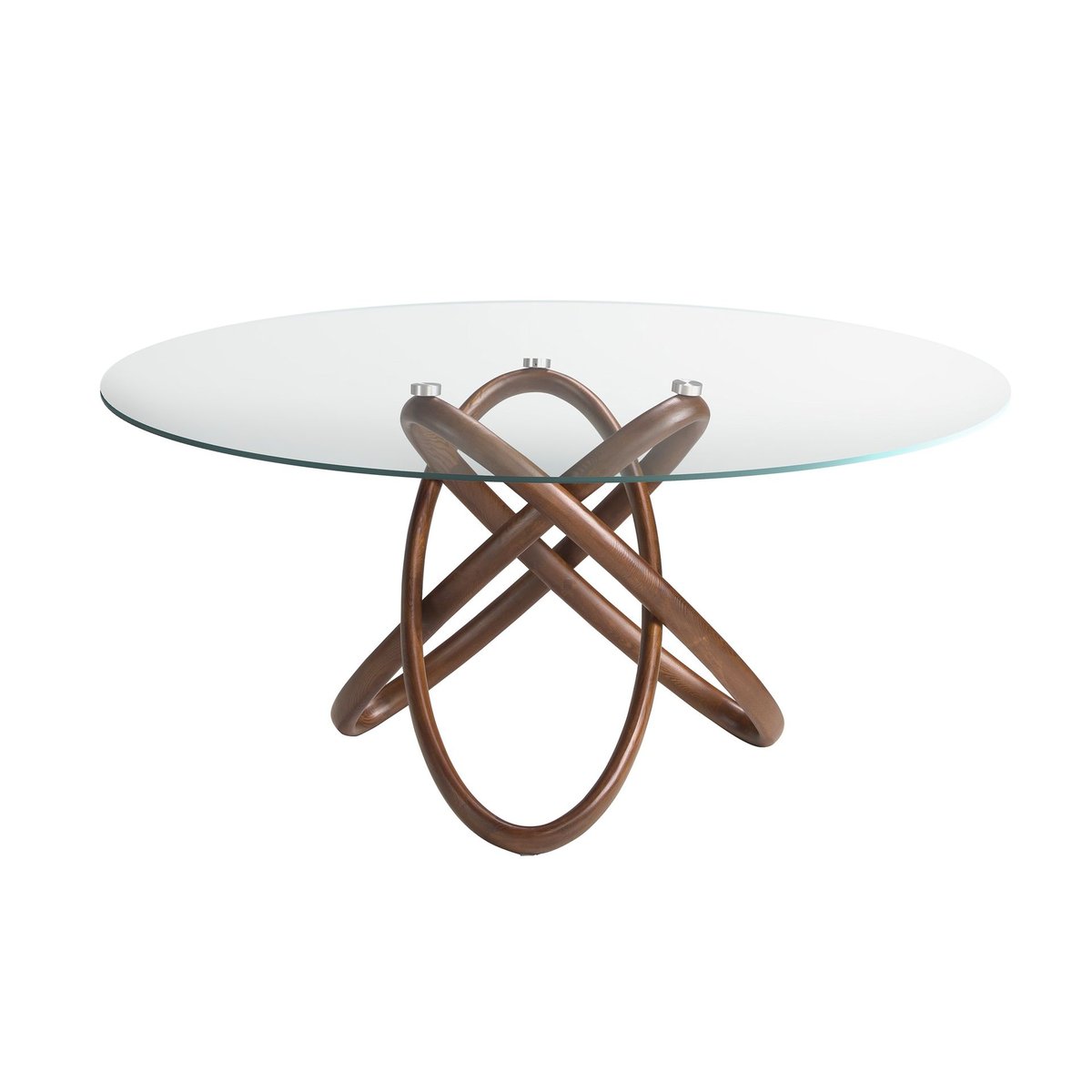 Table à manger ronde verre trempé et noyer verre | noyer, ANGEL CERDA