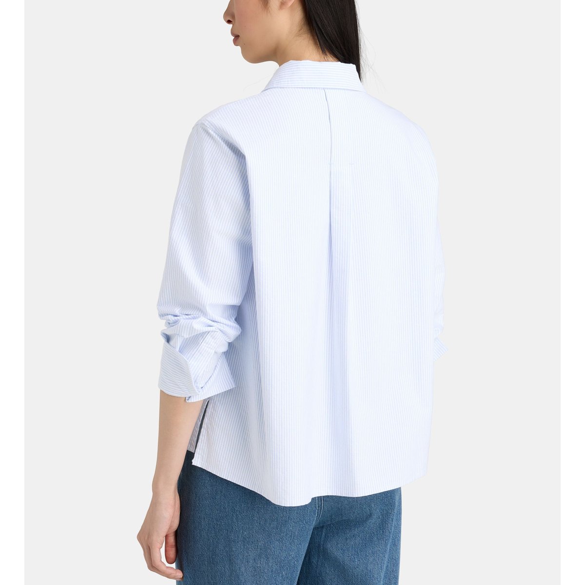 Chemise droite osara à rayures coton écru et bleu, JODHPUR