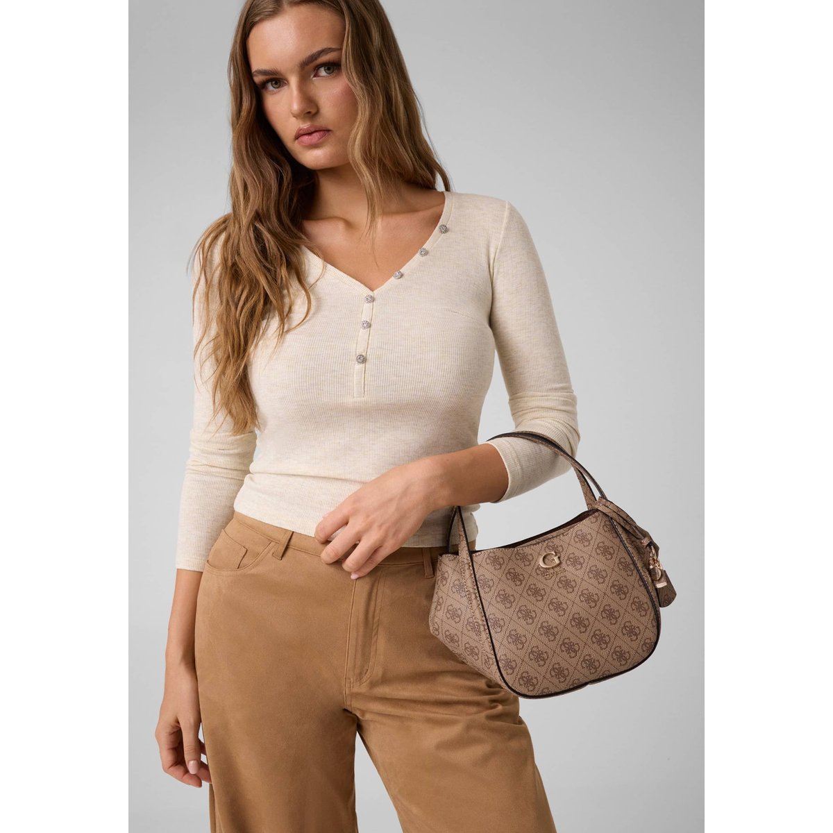 Sac Satchel Avec Logo Coleen marron multi, GUESS
