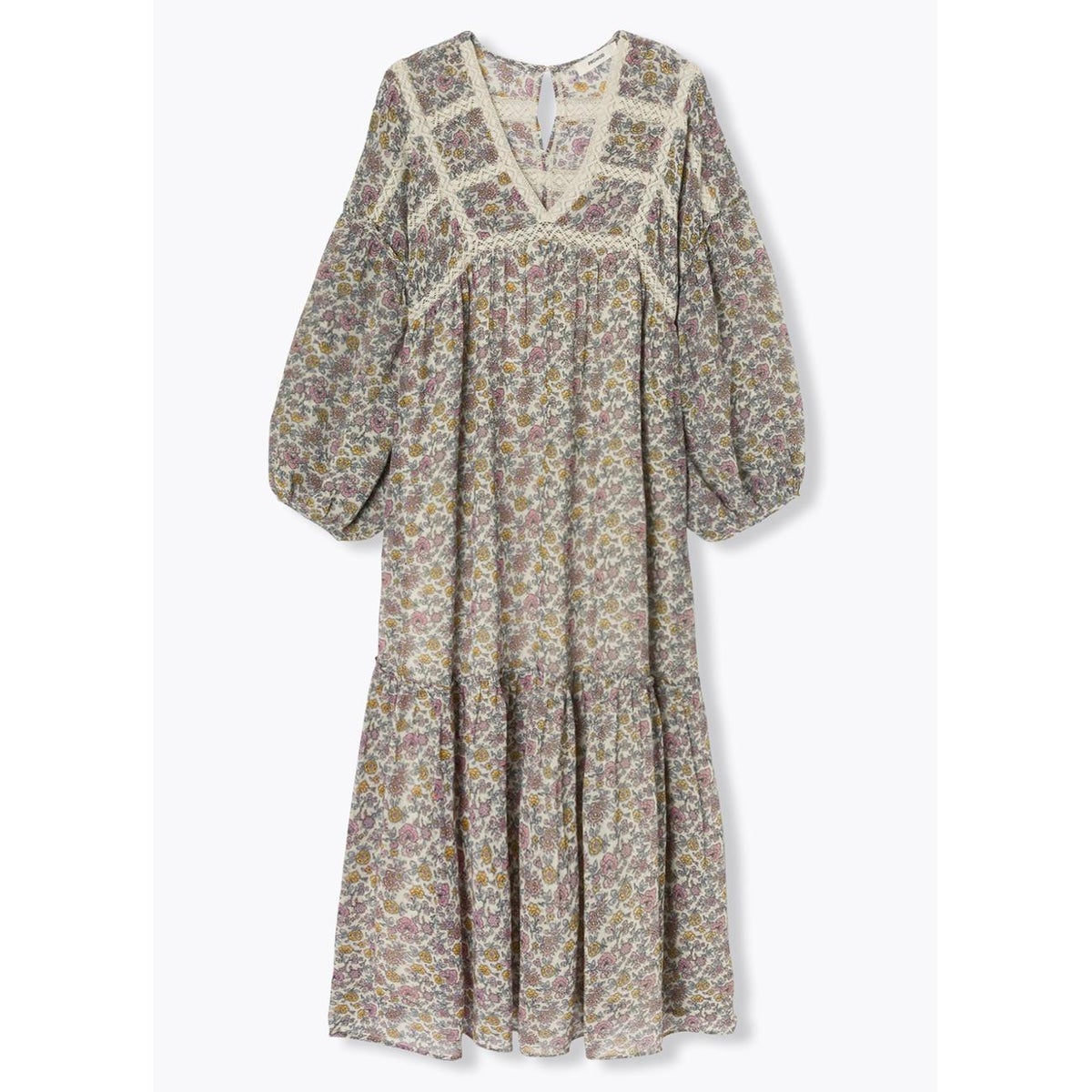 Robe longue à fleurs imprimé écru, PROMOD