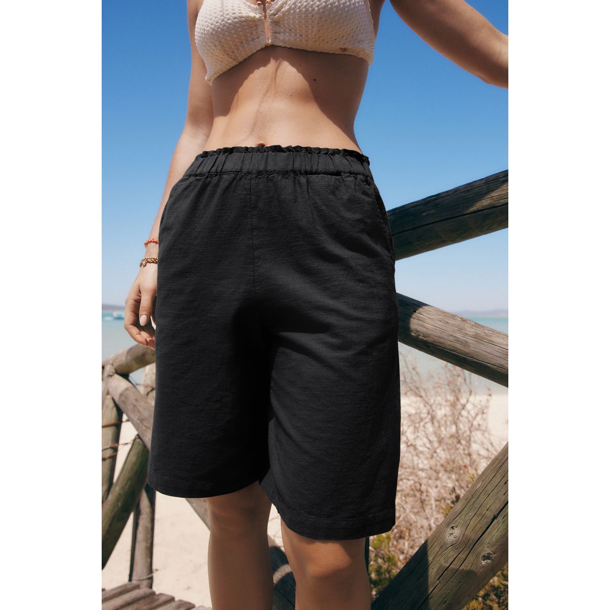 Bermuda 100 % coton noir, NEXT