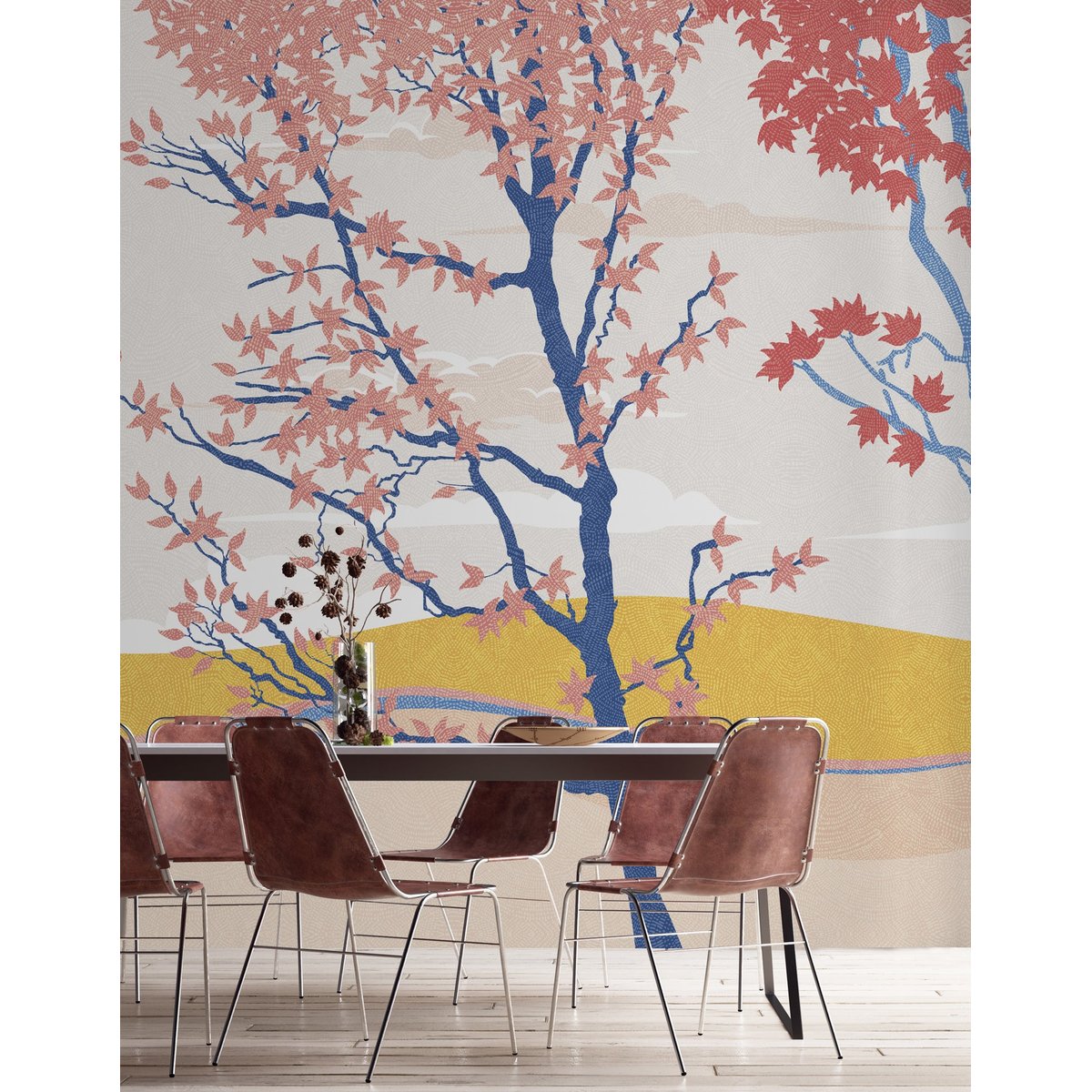 Papier peint panoramique Arbres Bleus - Lé Papiers de Ninon bleu, LE PAPIERS DE NINON