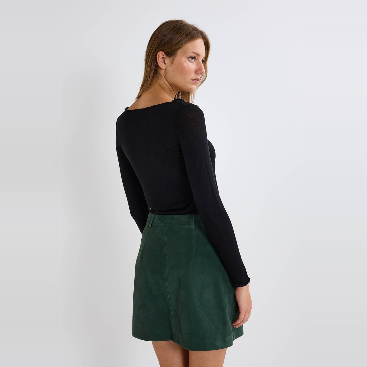 T-shirt manches longues contenant de la laine noir, MONOPRIX
