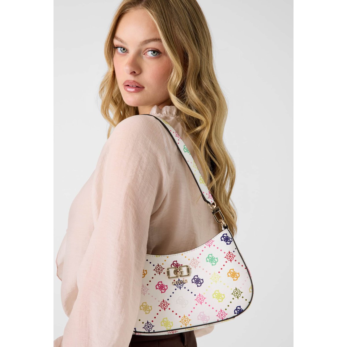 Emelie Logo Shoulder Bag fantaisie multicolore, GUESS