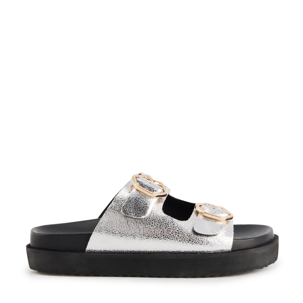 Sandales En Cuir Paola Cuir Craquelé silver, BONS BAISERS