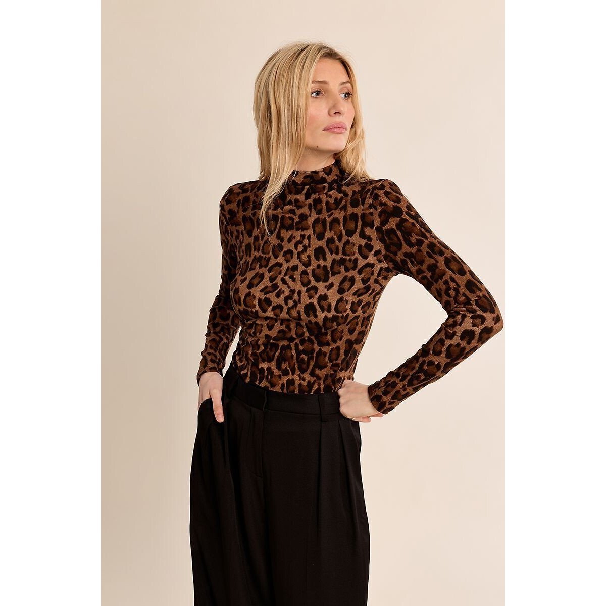 Pull col roulé imprimé léopard imprimé léopard, MOLLY BRACKEN