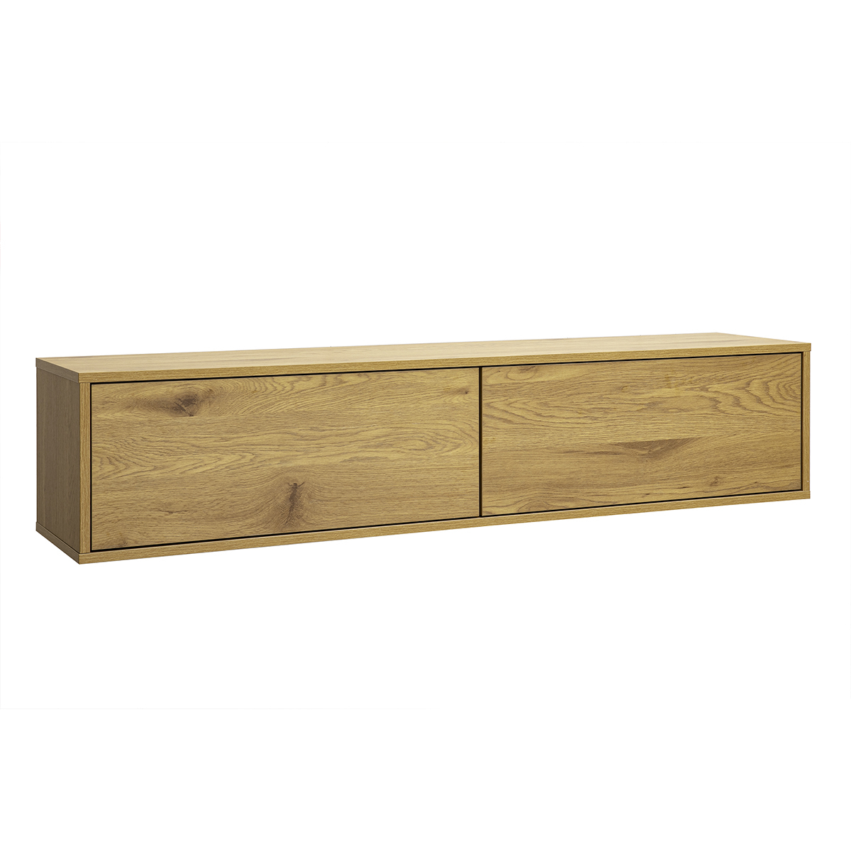 Meuble TV mural finition bois clair chêne L140 cm FLEXO chêne clair, MILIBOO