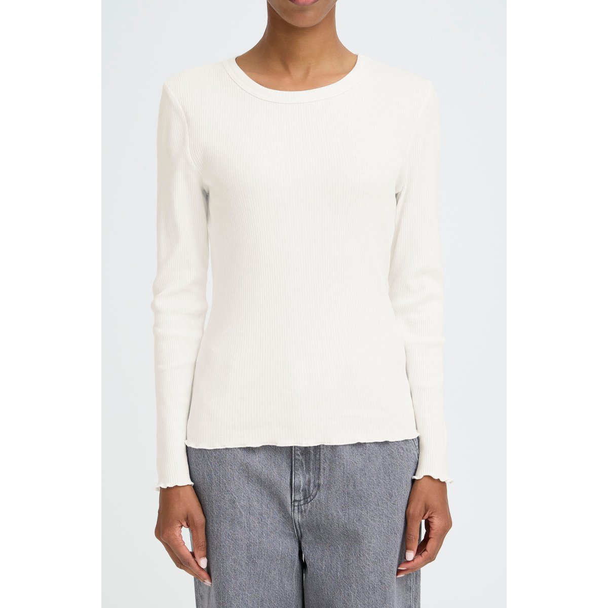 T-shirt à manches longues blanc marshmallow, B.YOUNG