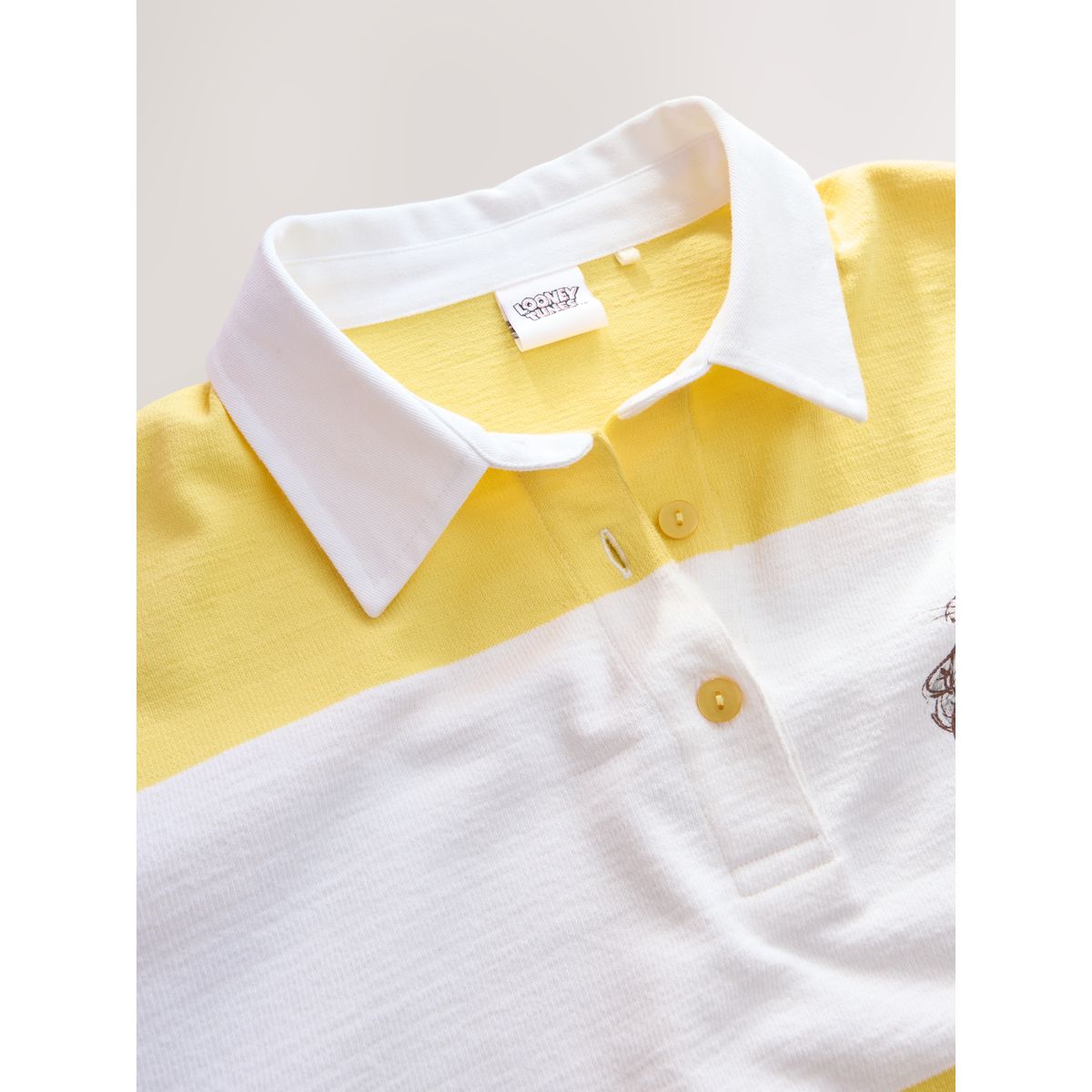 Polo de rugby bugs bunny sous licence rayure jaune, NEXT