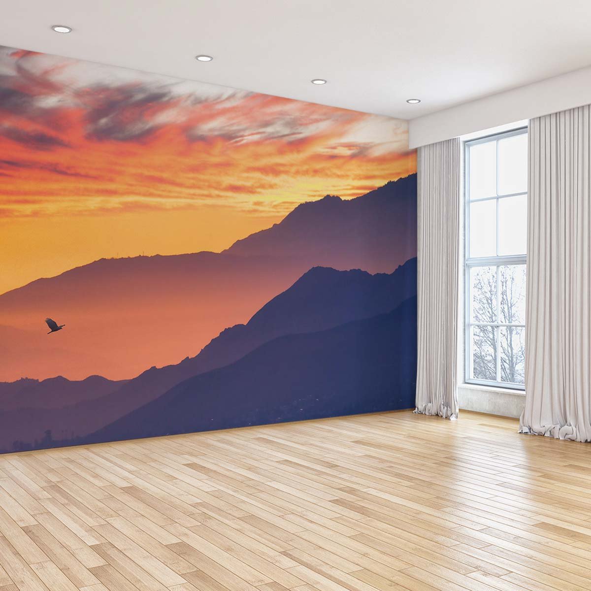 Papier peint vol au dessus de la montagne intissé, HEXOA