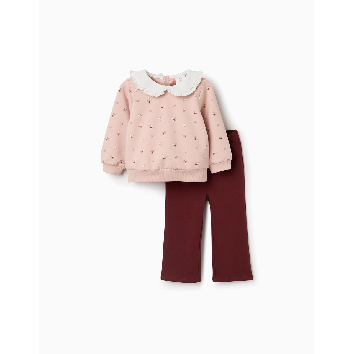 Ensemble sweat et pantalon en coton rose clair, ZIPPY