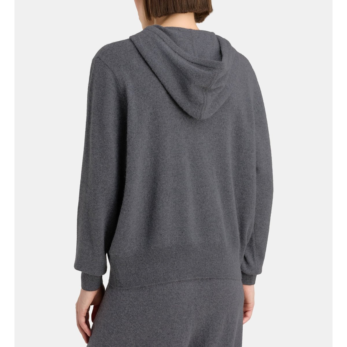 Gilet zippé à capuche zaco cachemire gris foncé, GALERIES LAFAYETTE