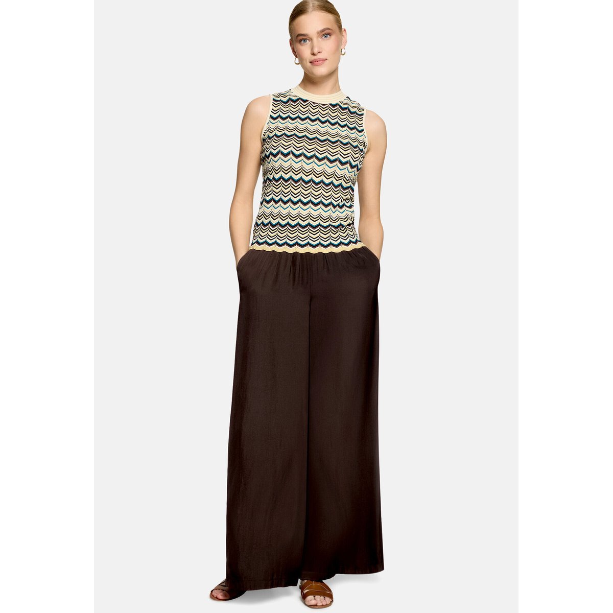 Top en maille à motifs nature/brown, ZERO