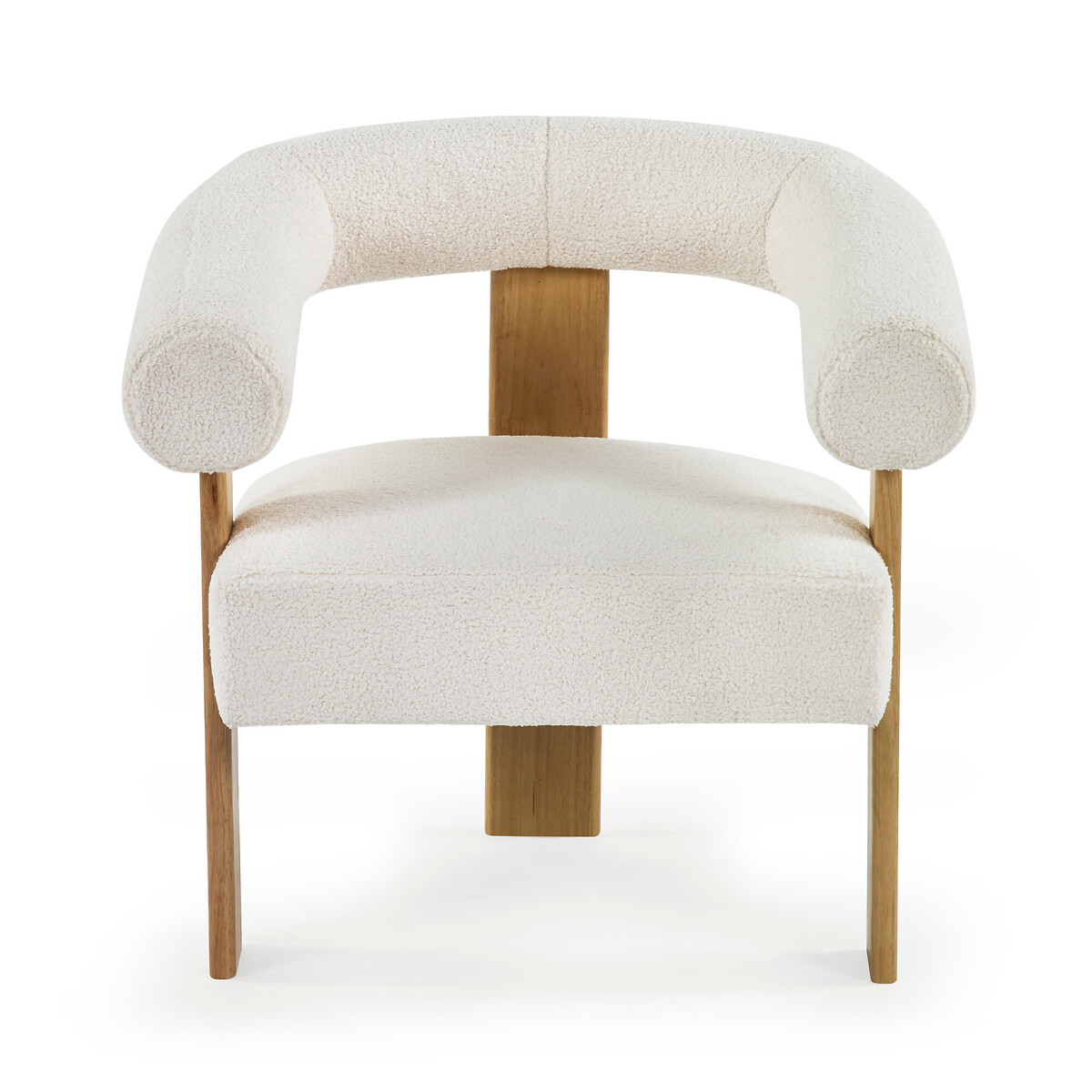 Fiona Boucle & Solid Wood Legs Accent Chair ecru, SO'HOME