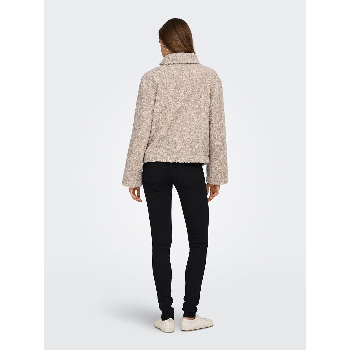 Veste zippée en sherpa ecru, ONLY