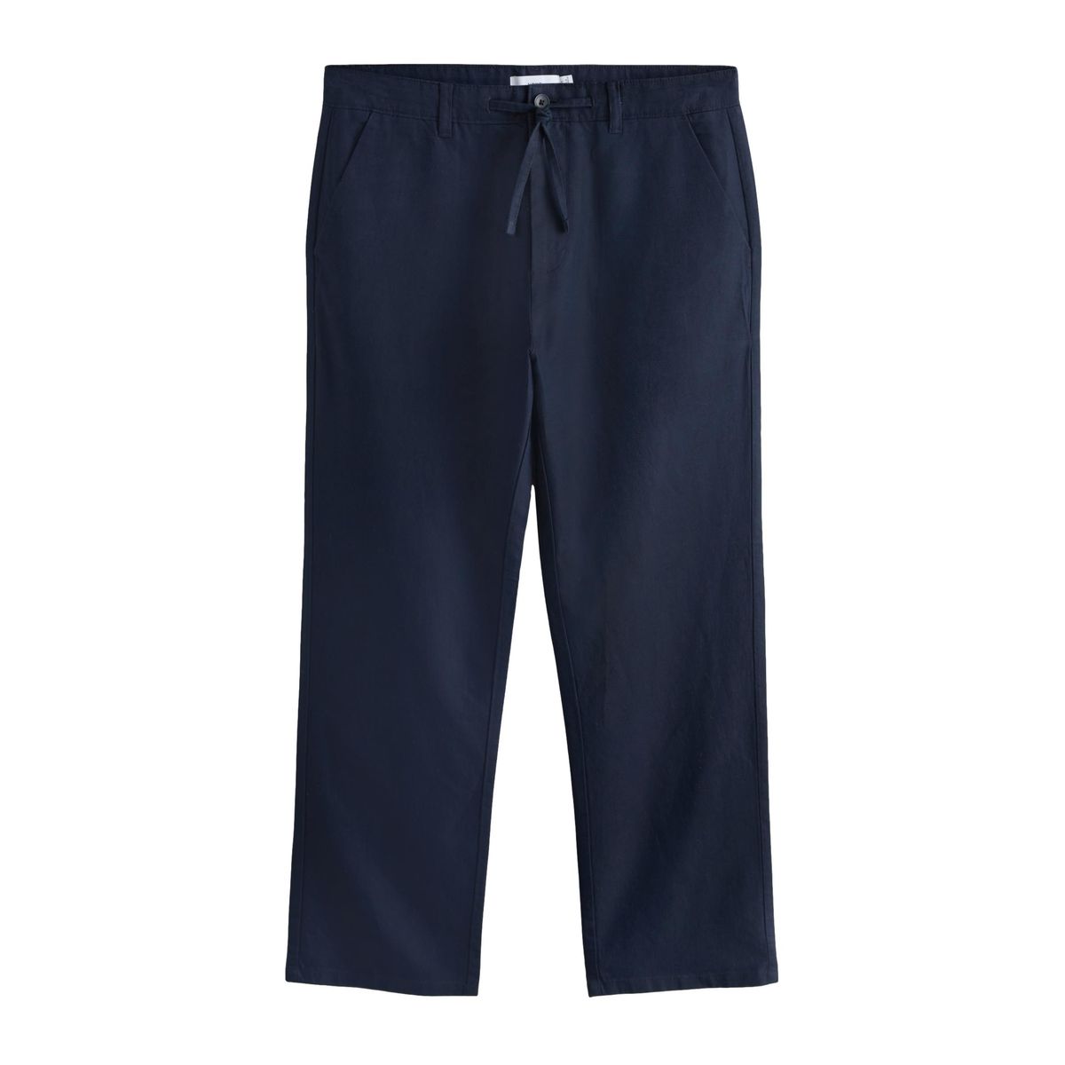 Pantalon chino en sergé de coton et lin bleu marine, NEXT
