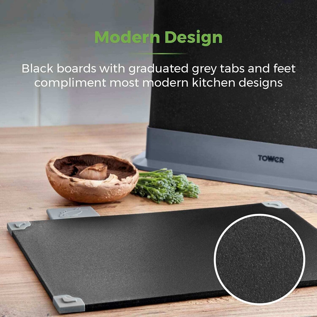 4-Piece Chopping Board Set black, TOWER