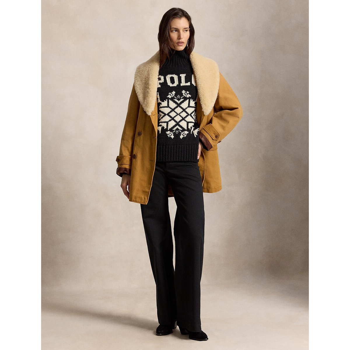 Pull col montant avec étoile des neiges noir/crème, POLO RALPH LAUREN