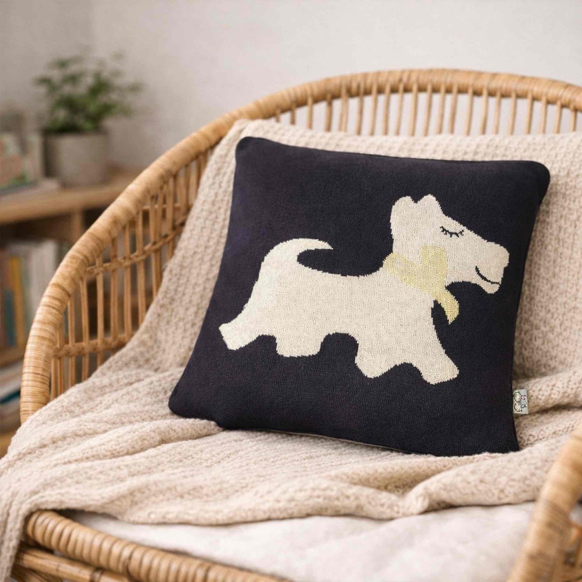 Taie de coussin en coton bio tricoté TRICOT noir, SEVIRA KIDS