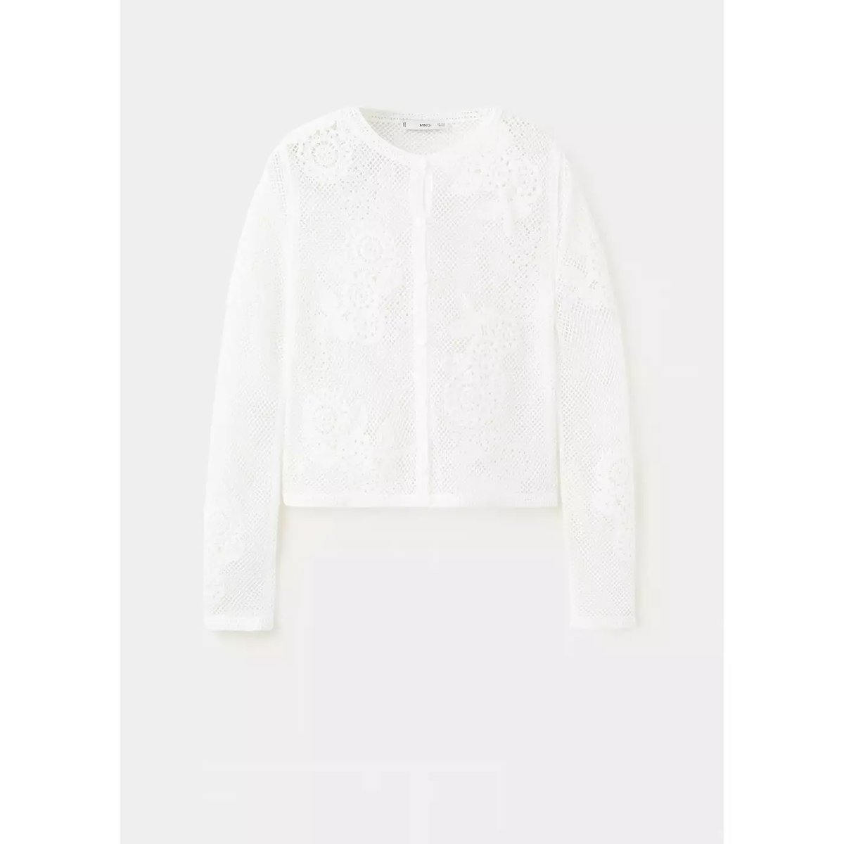 Cardigan en crochet floral blanc, MANGO