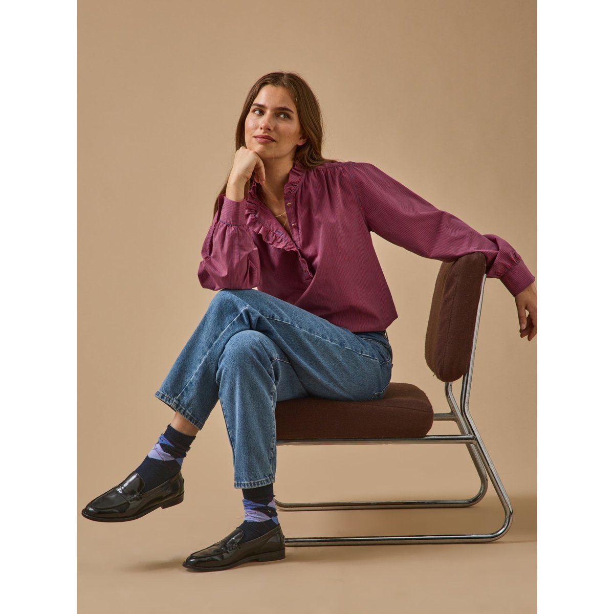 Blouse rayée - Coupe Noémie rayure rouge/bleu, CYRILLUS