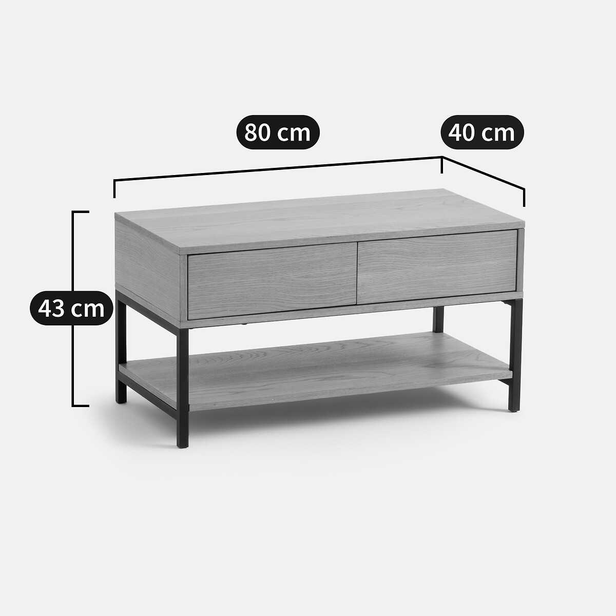 Banc d'entrée métal acier plaqué chêne, Alvan plaqué chêne, LA REDOUTE INTERIEURS
