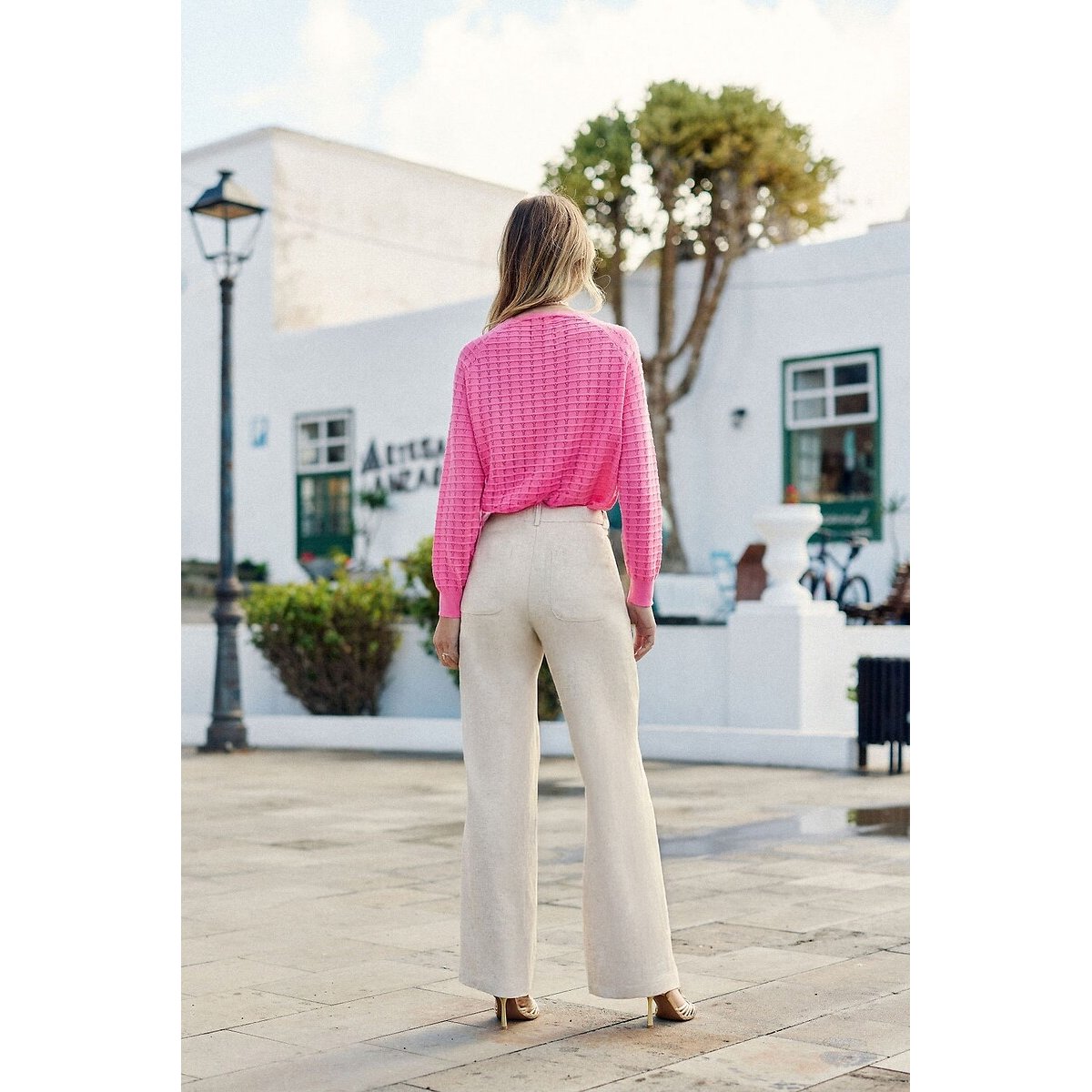Atlanty Flared Trousers in Linen/cotton natural, LA PETITE ETOILE