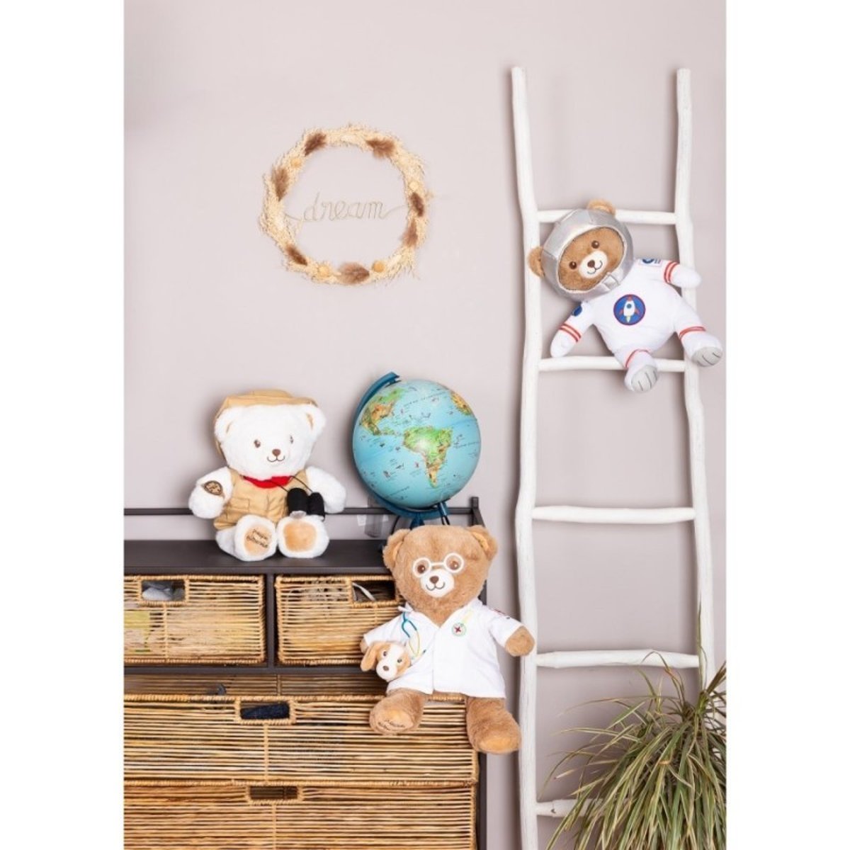 Peluche Ours Aventurier - Gaston Aventurier - 40 cm blanc, PIOUPIOU ET MERVEILLES
