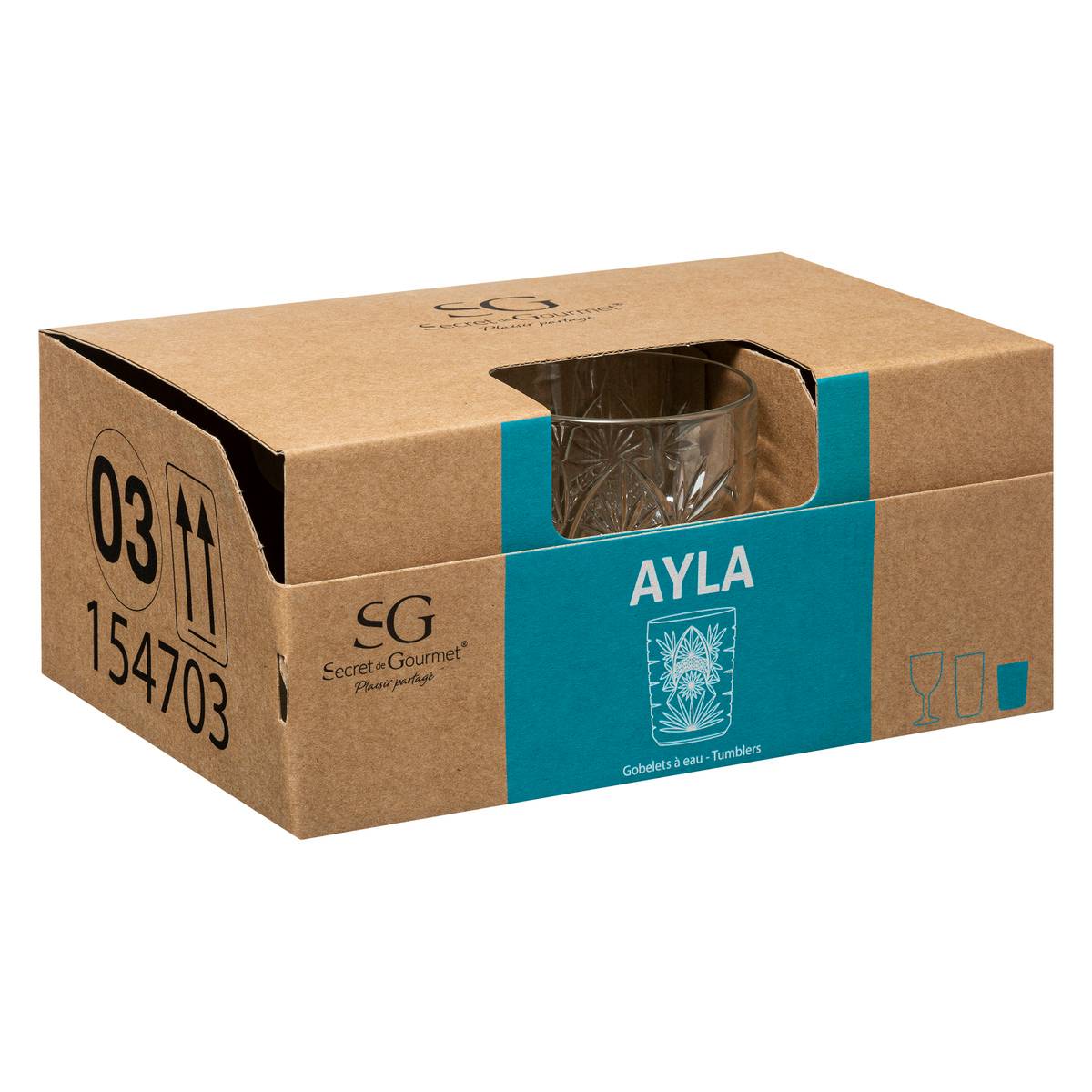 Lot de 6 verres bas en verre 35 cl AYLA transparent, SECRET DE GOURMET