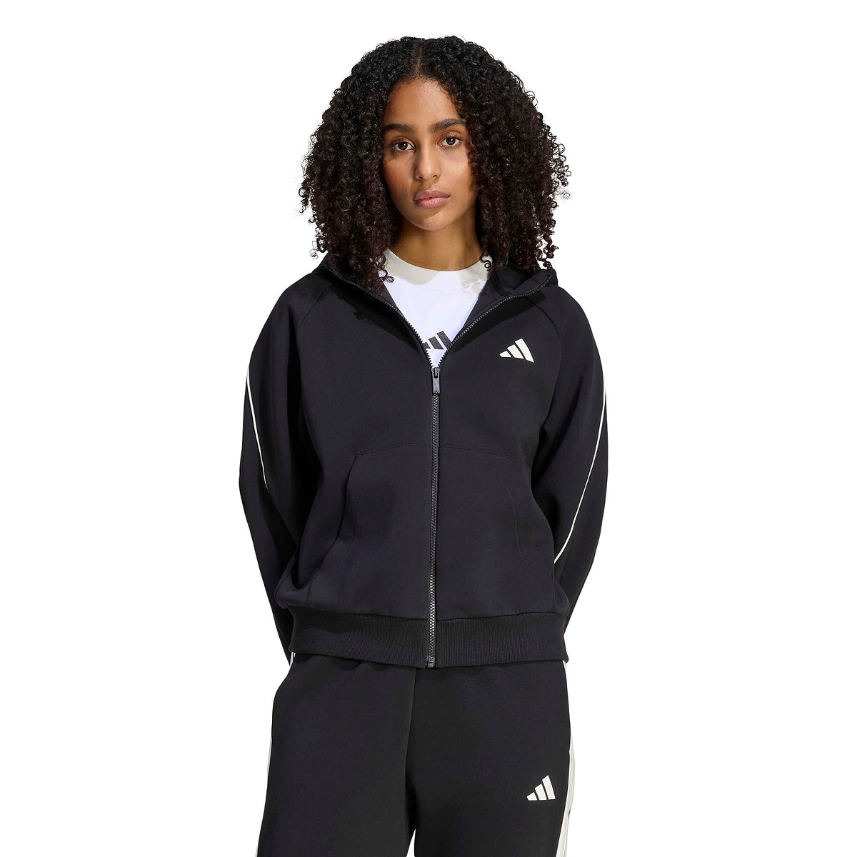 Felpa con cappuccio e zip STADIUM nero , ADIDAS SPORTSWEAR