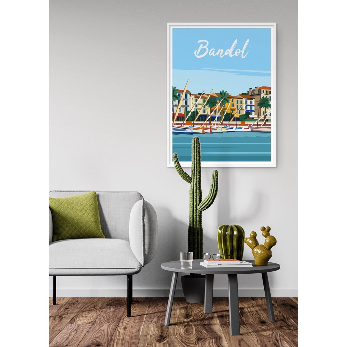 Affiche ville Bandol blanc, L'AFFICHERIE