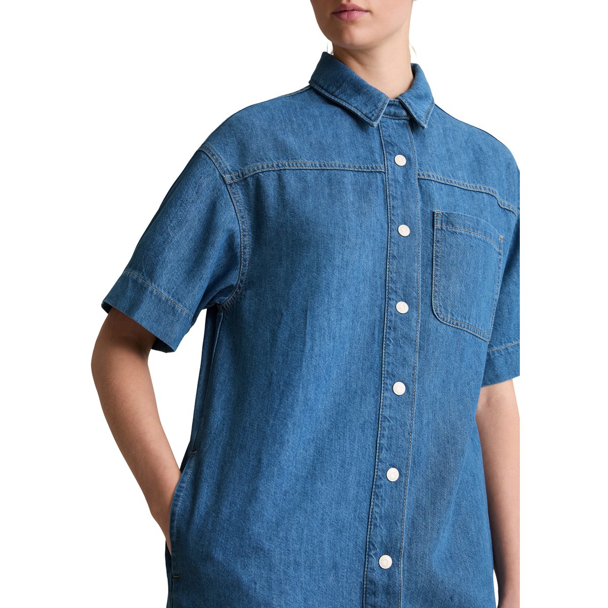 Robe en jean relaxed avec fil de lin recyclé bleu, MARC O’POLO DENIM